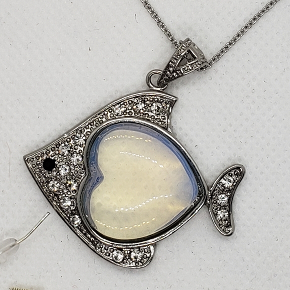 Opalite Fish Necklace & Earring Set - Picture 3 of 4